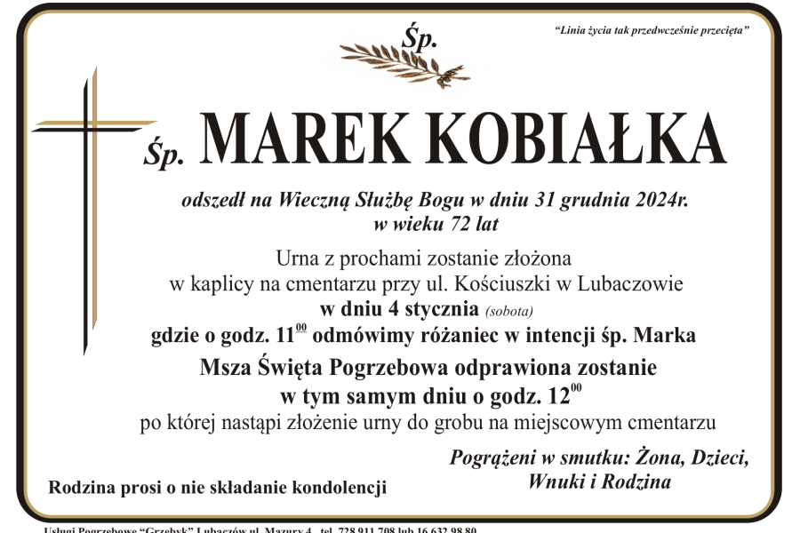 Zmarł Marek Kobiałka [72 lata]